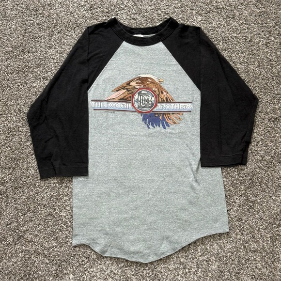 Vintage Other - Vintage‎ 1982 The Doobie Brothers Farewell Tour Baseball Tee Gray Black Mens M
